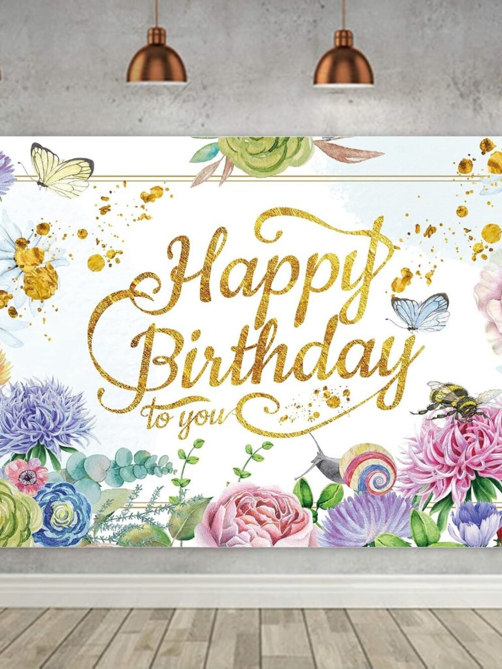 Pink Flower Bush Garden Birthday Photography Background Banner for Women's Party